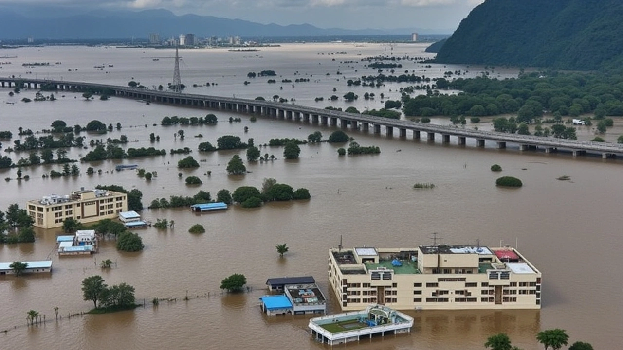 विजयवाड़ा में रिकॉर्ड वर्षा और बाढ़ से जनजीवन अस्त-व्यस्त, लोग बेहाल